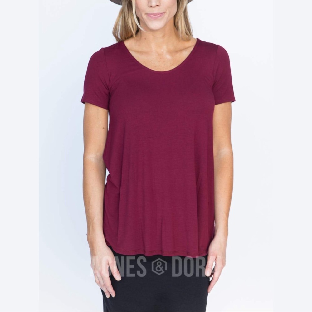 Agnes & Dora Everyday Tee Maroon Hi Lo Soft Knit New With Tags